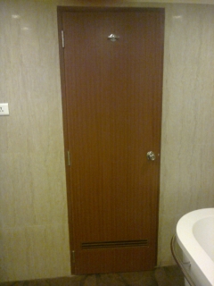 Bathroom door with towel hanger