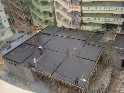 Applying oil before steel work