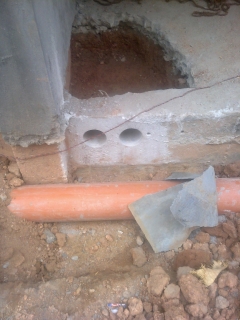 Holes done through core cutting machine