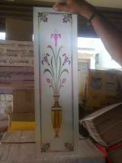 Puja room glass design